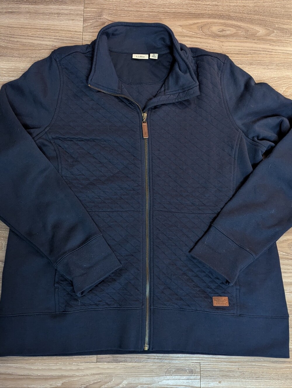 L.L. Bean Navy Quilted-Front Full-Zip Shirt Jacket XL